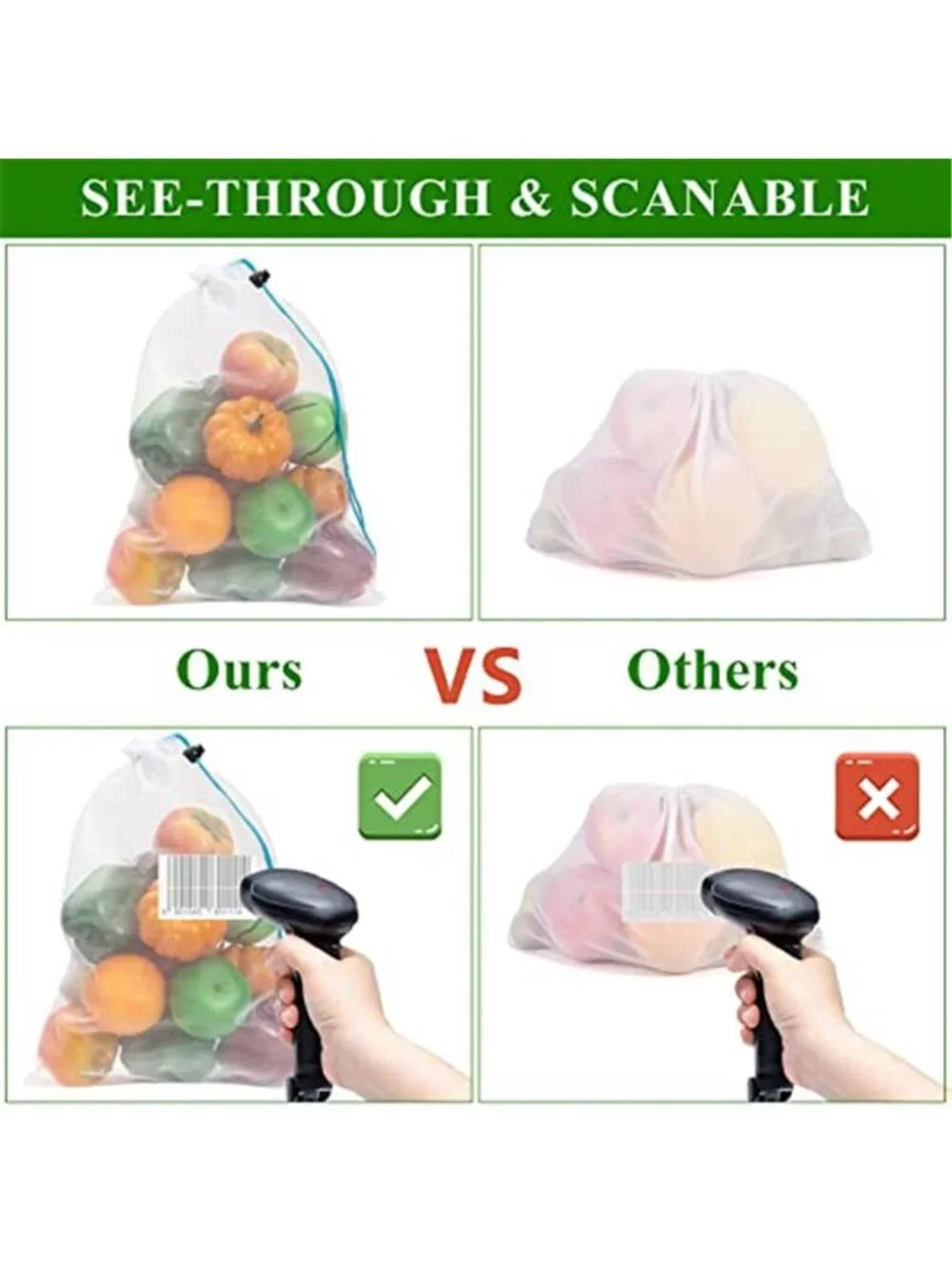 Set of 12 Reusable Mesh Produce Bags Medium (12